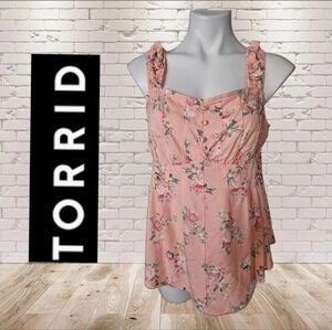 Torrid Blush Floral Sleeveless Blouse